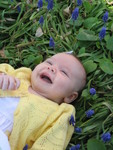 Playing in the flowers