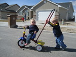 Logan pushed Madison half way around the block to her house
