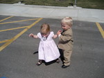 Madison and Hunter Michaelis holding hands after church