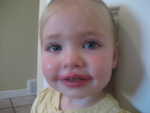 Madison with lipstick on (all by herself)
