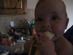 Madison enjoying a bananna - I tried to just give her a taste but she insisted on the whole thing!