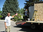 Jordan painting on the Rockwell float