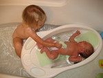 Madison and paul in the bath