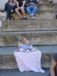 Madison at the ISU women's soccer game trying to take a nap