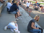 Madison at the ISU women's soccer game trying to take a nap