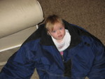 Madison trying on Jordan's coat