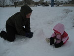 Chelsea and Madison playing in the snow