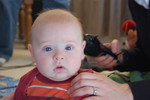 Paul's 1st hair cut (given by Rachel) 3 he looks a little worried