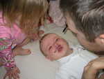 Daddy helping Paul with his mustache