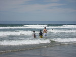 Jordan playing in the freezing Pacific Ocean