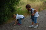 Madison and Melanie collecting rocks in Rock Canyon