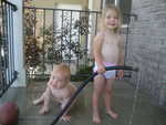 Playing with water on the portch