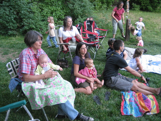 Smith family home evening in Provo Canyon - Madison with grandma Smith