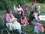 Smith family home evening in Provo Canyon - Madison with grandma Smith
