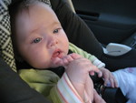 Yes, that is Madison's foot - She loves to suck on her toes