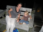 Lighting sparklers on the dock in the Sound