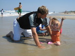 Madison and Jordan playing in the sand