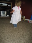 Madison with her Sunday dress over her play clothes