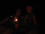 Sparklers on the dock in the Sound