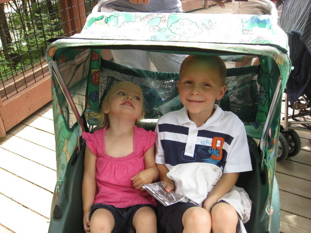 Madison and Ethan in the Portland zoo stroller