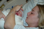 Mom protecting Madison's eyes