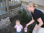 Mommy helping to find eggs