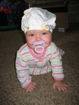 Jordan put Madison's diaper cover on her head
