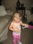 Madison with Mommy's pump