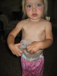 Madison with Mommy's pump